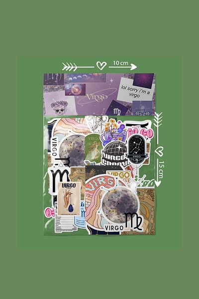 dadi ramba Virgo Zodiac Bullet Journal - Agenda - Planner - Notebook - Laptop Label Sticker - Sticker Pack