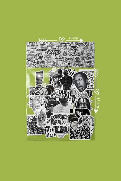 dadi ramba Black and White Hip Hop - Agenda - Planner - Notebook - Laptop Sticker Sticker - Sticker Pack