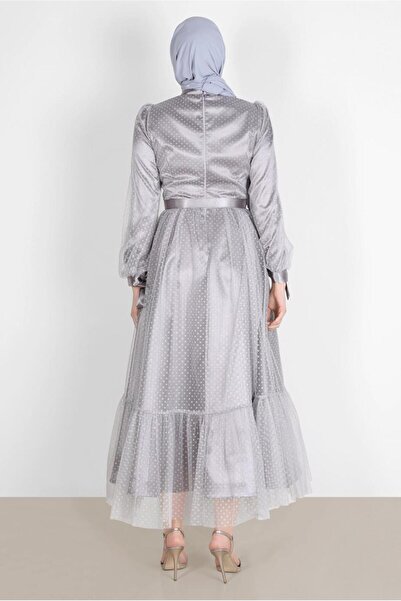 Alvina Puantiyeli Pullu Abiye Elbise 50246