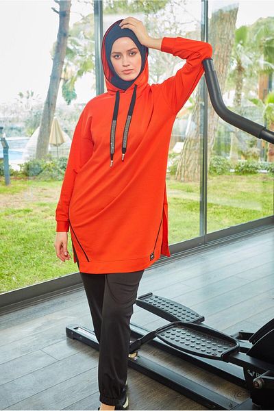Alvina Stone Printed Hooded Tracksuit Tunic - 43554