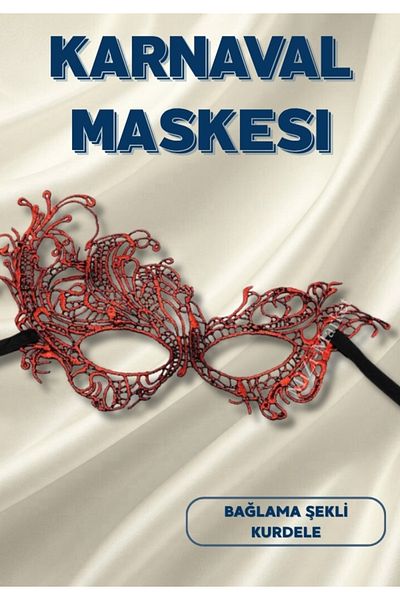 TTT Red Color Lace Mesh Embroidered Party Mask Model 1