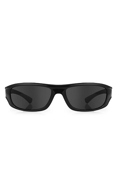 Kinary Cycling Sunglasses Black Shiny Frame Navy Blue Temple Black Glass 3007