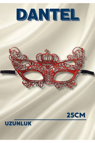 TTT Red Color Lace Mesh Embroidered Party Mask Model 2
