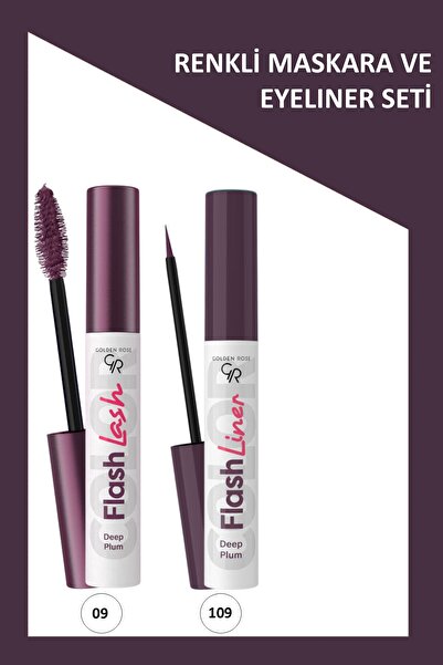 Golden Rose Flash Lash Mürdüm Maskara ve Flash Liner Makyaj Seti