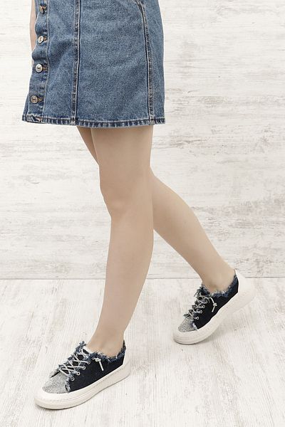 GÖNDERİ(R) Women / Girls Navy Blue Denim Knitwear Stone Comfort Sneaker