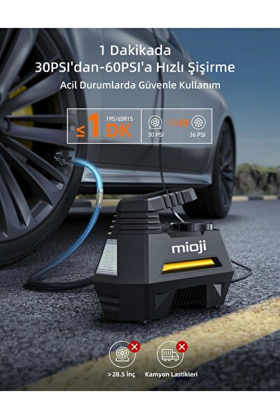 Mioji Mio 10 Taşınabilir 150psı 12v 120w Araç Hava Kompresörü, Araba Lastik Hava Pompası