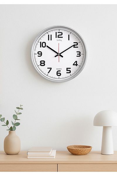 HOMİNG Μοντέρνο ρολόι τοίχου με πλαίσιο Homing Chrome 28 cm 241865