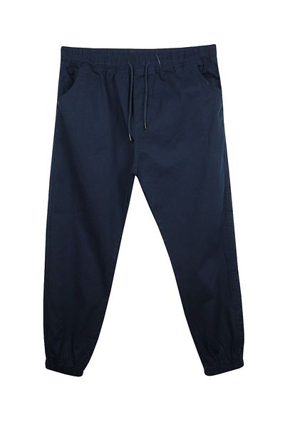 tambattal Large Size Lace-Up Jogger Pants Navy Blue