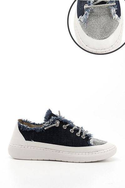 GÖNDERİ(R) Women / Girls Navy Blue Denim Knitwear Stone Comfort Sneaker