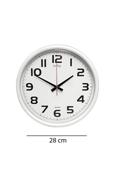 HOMİNG Homing Modern White Framed Wall Clock 28 cm