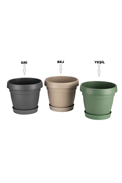 TD POWER (MODEL: MANOLYA 34) Dekoratif Tabaklı Mat Çiçek Kaktüs Saksısı 15 Litre