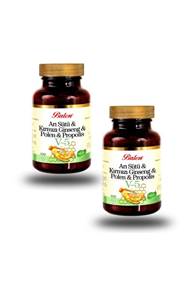 Balen 2 Kutu V5 Arı Sütü Kırmızı Ginseng Polen Propolis 60 Tablet
