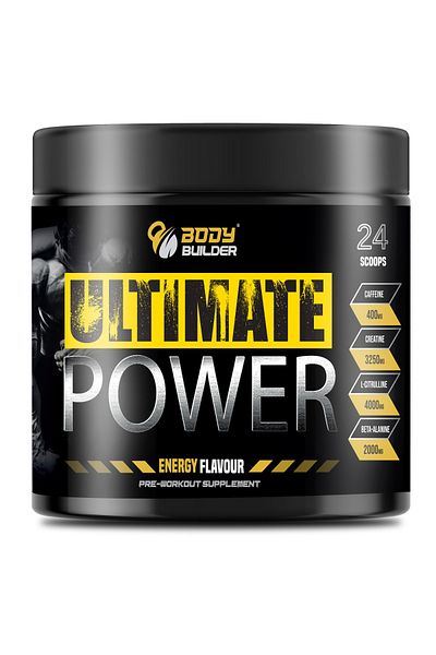 Body Builder مشروب الطاقة الأمثل قبل التمرين، يعزز الطاقة ويضخّ العضلات، بدون سكر (نكهة طاقة، 48 حصة)