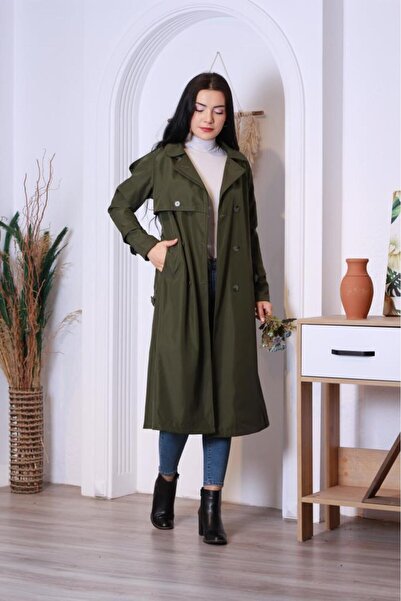 Jamila Reglan Kol Mevsimlik Astarlı Uzun Trençkot,kap