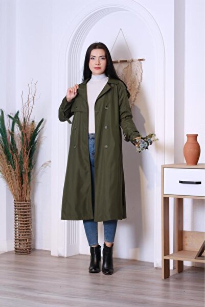 Jamila Reglan Kol Mevsimlik Astarlı Uzun Trençkot,kap