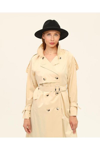 Jamila Seasonal Cotton Gabardine Trench Coat with Raglan Sleeves