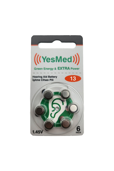 YesMed Extra Power 13 Numara İşitme Cihazı Pili (10 Paket x 6 Adet = 60 Adet Pil)