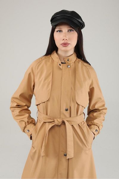 Jamila Seasonal Women's Trench Coat with Snap Fasten Zipper Lining