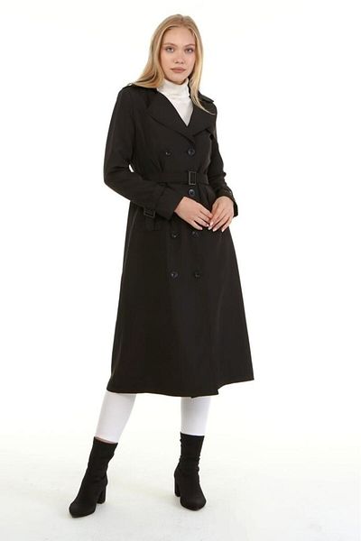Jamila Seasonal Lined Women's Long Trench Coat-cap
