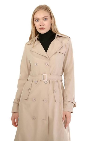 Jamila Seasonal Lined Women's Long Trench Coat-cap