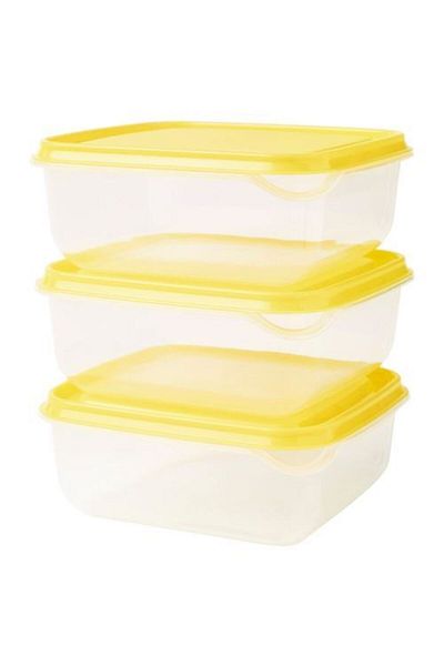 IKEA Pruta Storage Container Set of 3 0.6 Lt Yellow Color Multi-Purpose Feature 3 Pieces Yellow Lid Yellow Container
