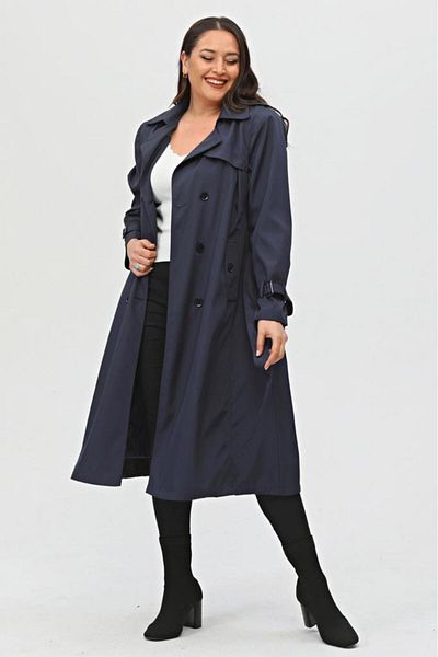 Jamila Long Plus Size Women's Lined Trench Coat