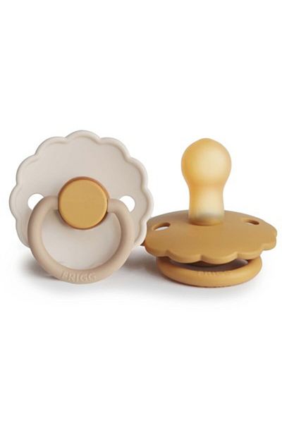 Frigg Daisy Double Rubber Pacifier - Chamomile / Honey Gold 0-6 Months