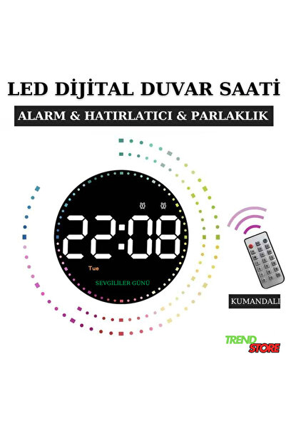 TrendStore Trenstore 10 İnç Ev Dekorasyonu Yuvarlak LED Akıllı Kumandalı Takv...