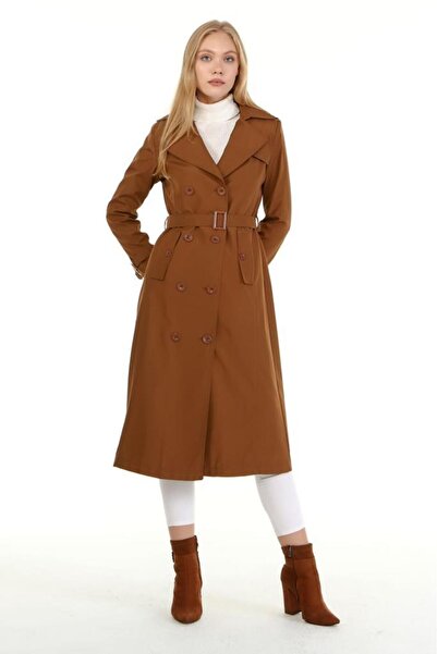 Jamila Uzun Büyük Beden Kadın Astarlı Trençkot