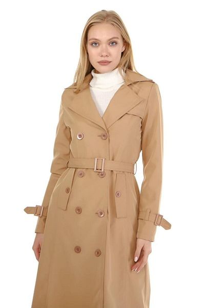Jamila Seasonal Lined Women's Long Trench Coat-cap