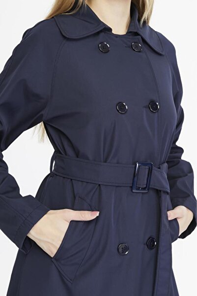 Jamila Uzun Boy Kemerli Astarlı Kadın Trençkot