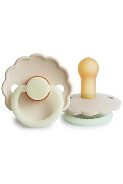 Frigg Daisy Rubber Pacifier - Glow in the Dark - Cream Night 6-18 Months
