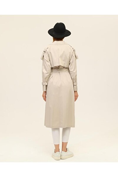 Jamila Reglan Kollu Mevsimlik Pamuklu Gabardin Trençkot