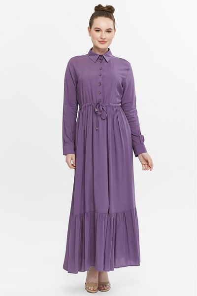 Jamila Buttoned Gathered Women's Hijab Dress