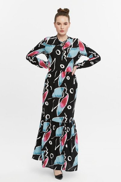 Generic Brand Frilly String Patterned Women's Hijab Dress