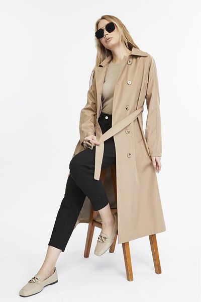 Jamila Long Length Belted Lined Women's Trench Coat
