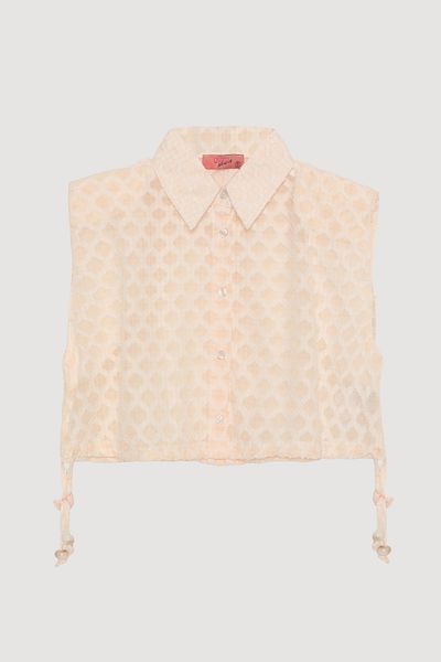 Quzu Buttoned Textured Sleeveless Shirt Ecru