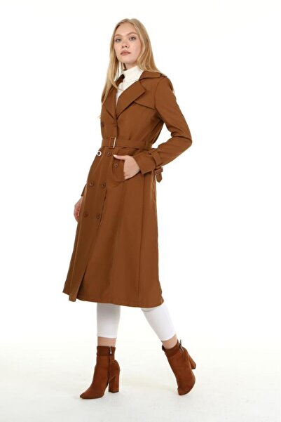 Jamila Uzun Büyük Beden Kadın Astarlı Trençkot