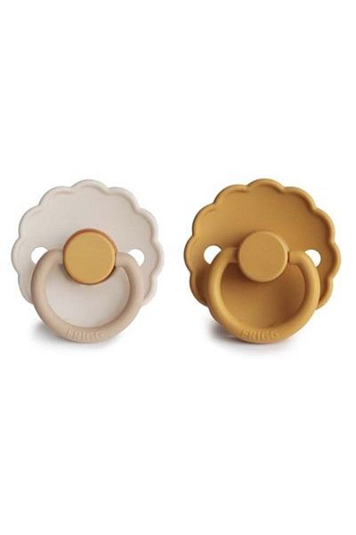 Frigg Daisy Double Rubber Pacifier - Chamomile / Honey Gold 0-6 Months