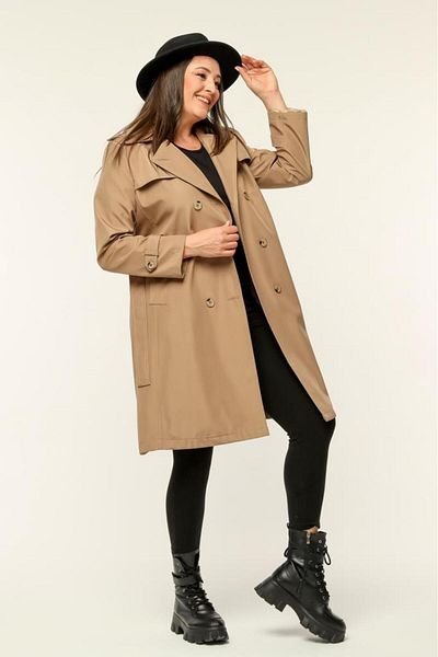 Jamila Medium Size Women's Large Size Seasonal Trench Coat