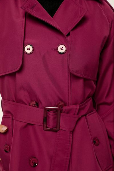 Jamila Double Pocket Seasonal Bondit Fabric Long Women's Trench Coat