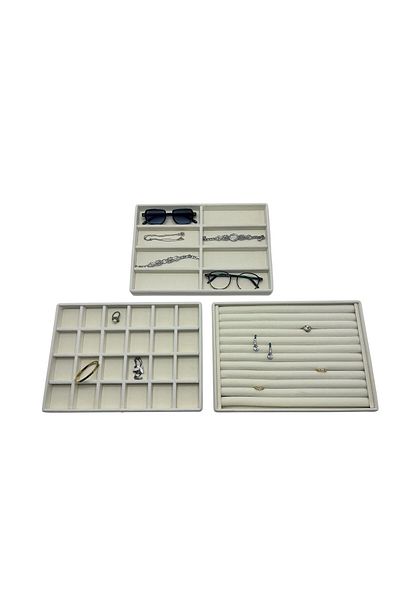 MeGass Dekor Suede Fabric Cream Χρώμα 34/24 cm Σετ 3 τεμαχίων Επιτραπέζια κοσμήματα σε συρτάρι