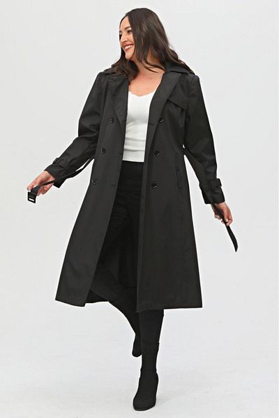 Jamila Long Plus Size Women's Lined Trench Coat