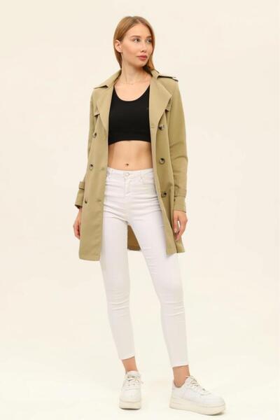 Jamila Yazlık Astarsız Gabardin Kumaş Kısa Kadın Trençkot