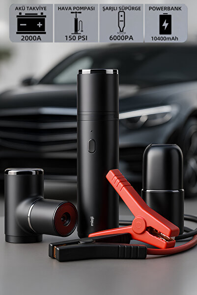 Mioji Mio 2 5in1 Jump Starter Şarjlı Süpürge Hava Pompası Led Fener Powerbank 10400mah Araba Kombo Kit