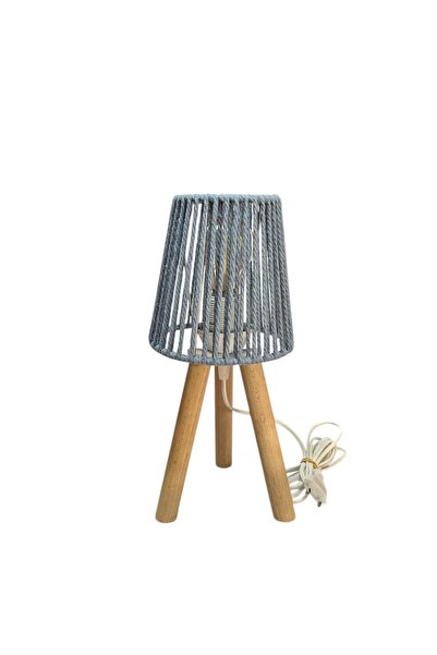 CONANA Three Leg Mini Wooden Lampshade (Baby Blue Macrame Rope Headboard)