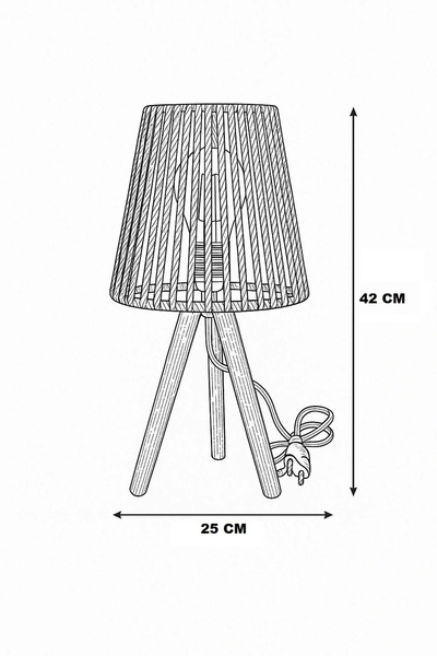 CONANA Three Leg Wooden Lampshade (25 cm Ecru Macrome Head)