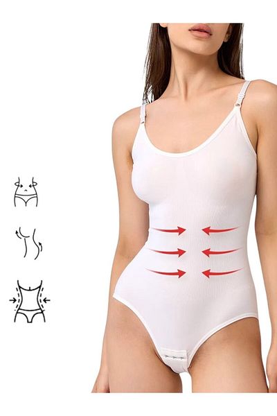 MİSTİRİK Corset alb Mamey Effective în 3 zone (Body, cu cârlige de jos)