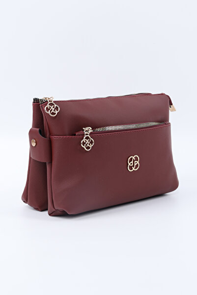 SHAKA Claret Red Shk226 Faux Leather, Zippered 3 Compartment Hand, Arm and Shoulder Bag