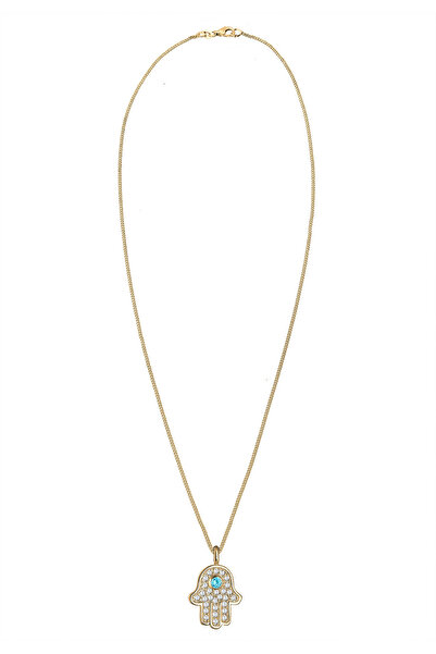 ELLI Dámský náhrdelník s přívěskem Hamsa na ruku, jednoduchý, se zirkony, ze sterlingového stříbra 925